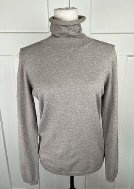 Peserico IT 46 Wool Silk Cashmere Turtleneck Sweater Oatmeal Made In Italy Luxe
